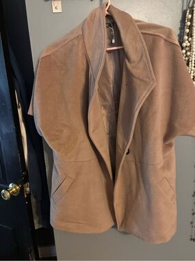 Theme Taupe Short Open-Front Coat